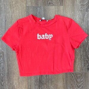 Baby Graphic Red Cropped Tee Shirt Love J Juniors Size Small